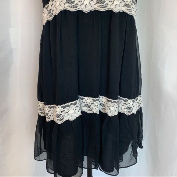 Amanda Uprichard lace babydoll dress sleeveless black cream SZ P NWT - Picture 4 of 13